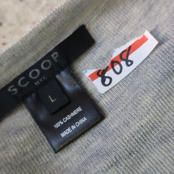 Women Scoop NYC Gray Melange 100% Cashmere Knit V-Neck Cardigan Sweater L - Picture 11 of 11